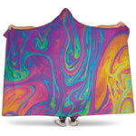 Psychedelic Liquid Print Hooded Blanket