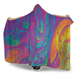 Psychedelic Liquid Print Hooded Blanket