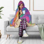 Psychedelic Liquid Print Hooded Blanket