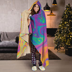 Psychedelic Liquid Print Hooded Blanket