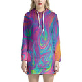 Psychedelic Liquid Print Pullover Hoodie Dress