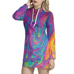 Psychedelic Liquid Print Hoodie Dress
