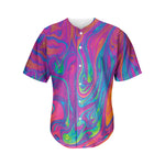 Psychedelic Liquid Print Men's Baseball Jersey