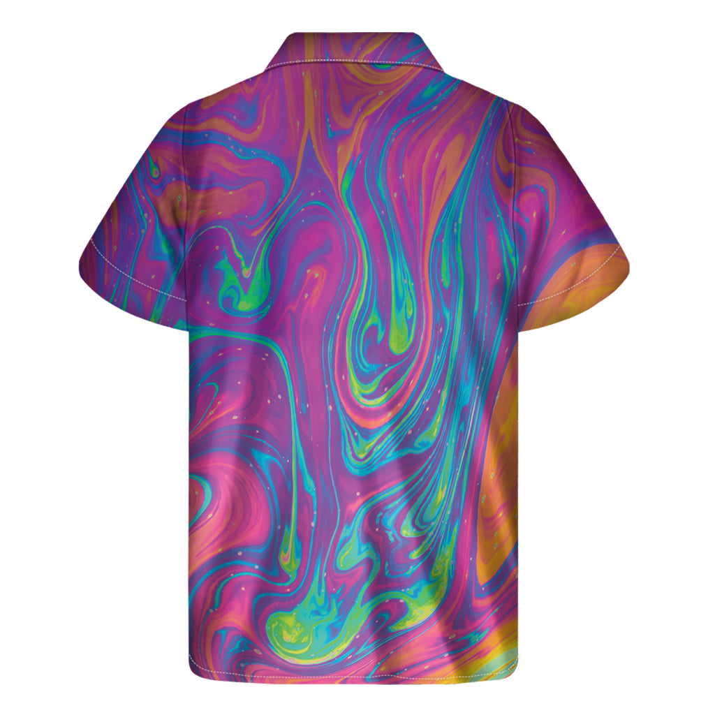 Psychedelic Liquid Print Men's Short Sleeve Shirt