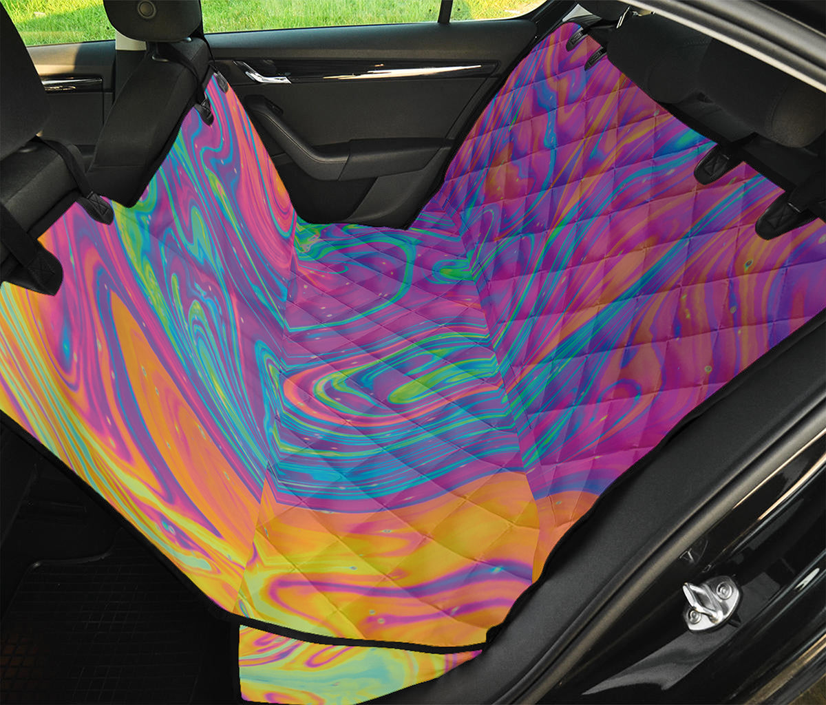 Psychedelic Liquid Print Pet Car Back Seat Cover