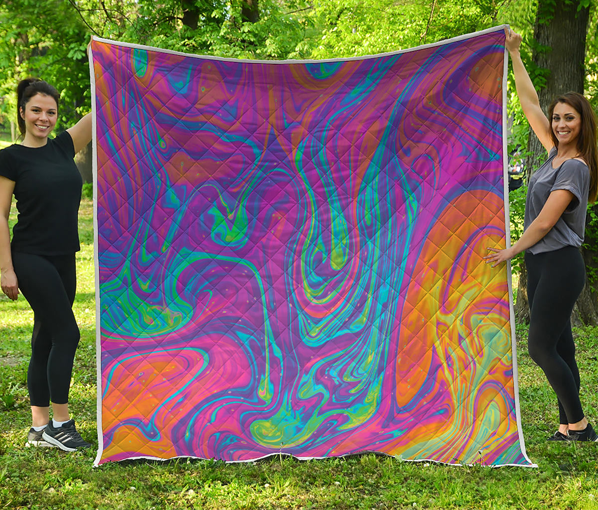 Psychedelic Liquid Print Quilt