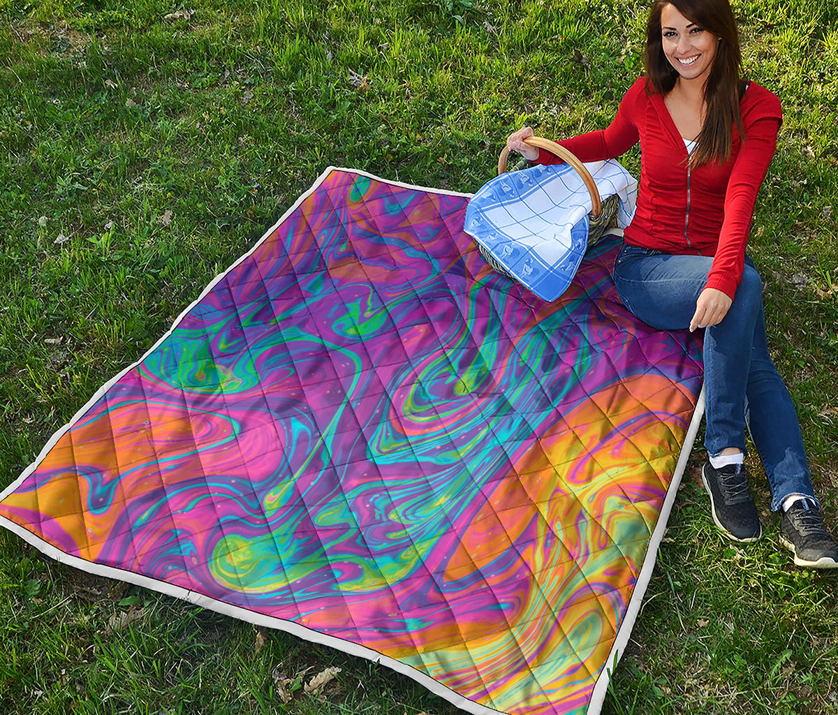 Psychedelic Liquid Print Quilt