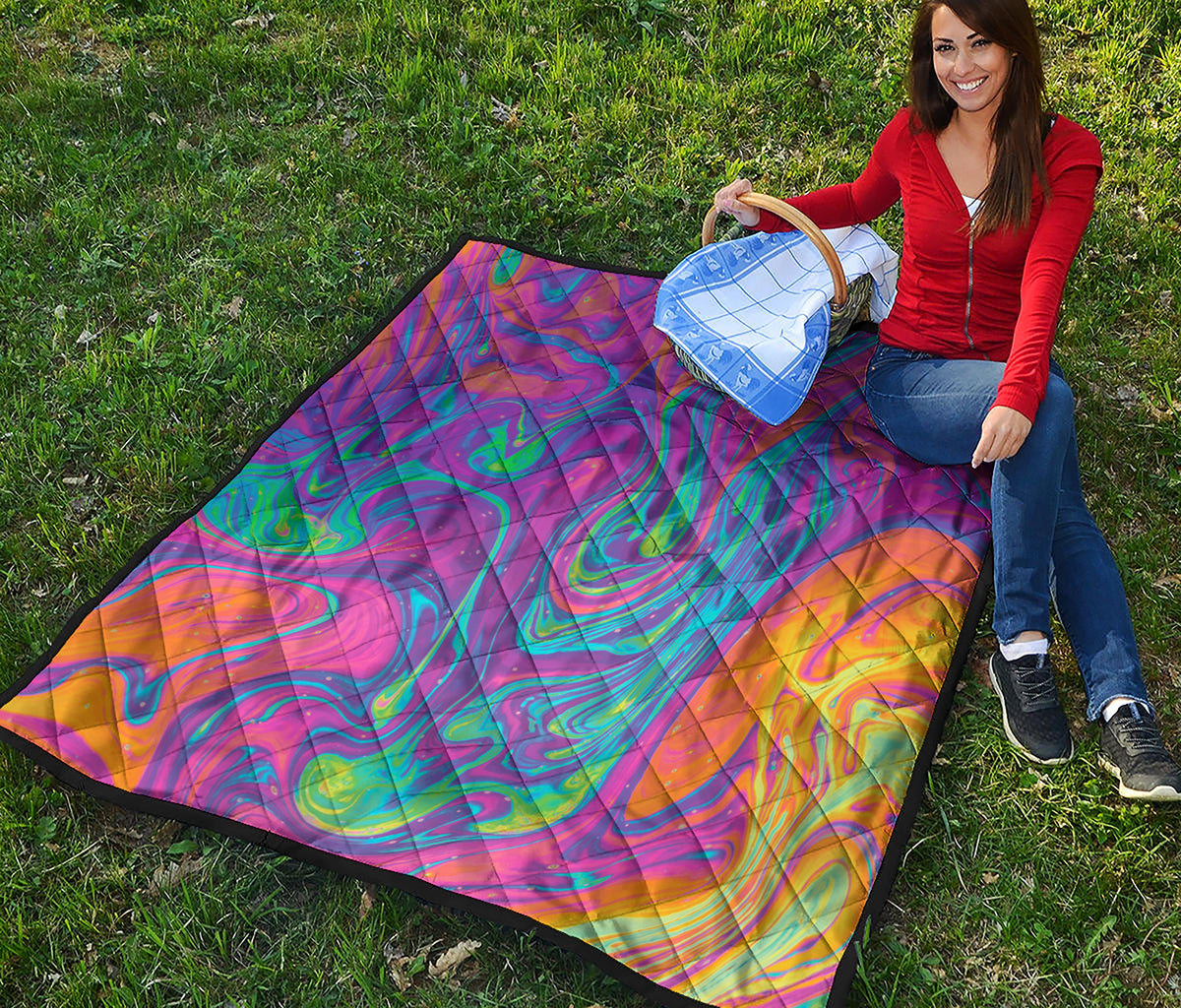 Psychedelic Liquid Print Quilt