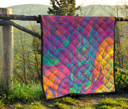 Psychedelic Liquid Print Quilt