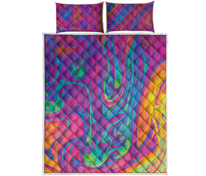 Psychedelic Liquid Print Quilt Bed Set