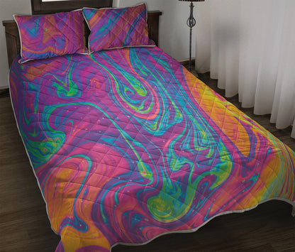 Psychedelic Liquid Print Quilt Bed Set
