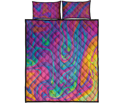 Psychedelic Liquid Print Quilt Bed Set