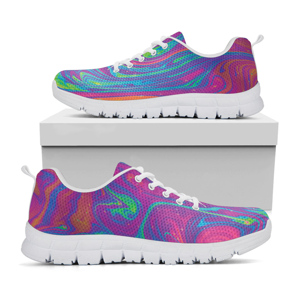 Psychedelic Liquid Print White Sneakers