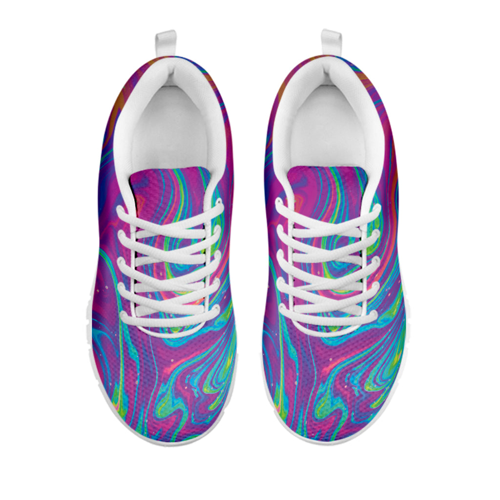 Psychedelic Liquid Print White Sneakers