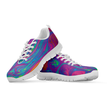 Psychedelic Liquid Print White Sneakers