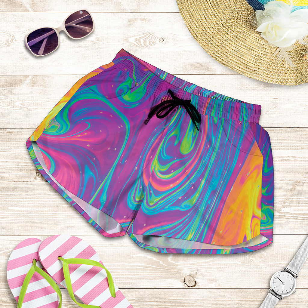 Psychedelic Liquid Print Women's Shorts