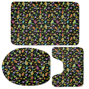 Psychedelic Mushroom Pattern Print 3 Piece Bath Mat Set