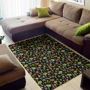 Psychedelic Mushroom Pattern Print Area Rug