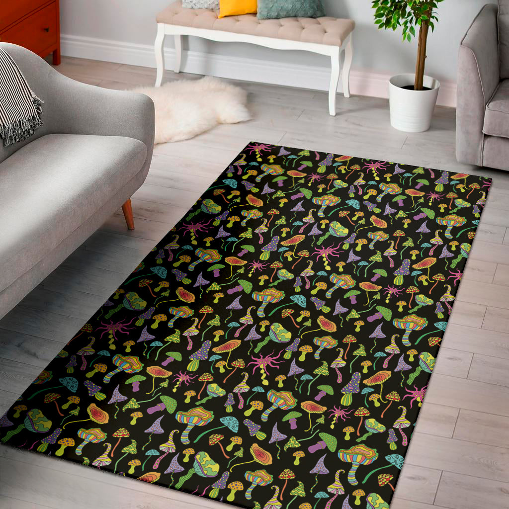 Psychedelic Mushroom Pattern Print Area Rug