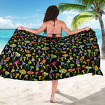 Psychedelic Mushroom Pattern Print Beach Sarong Wrap