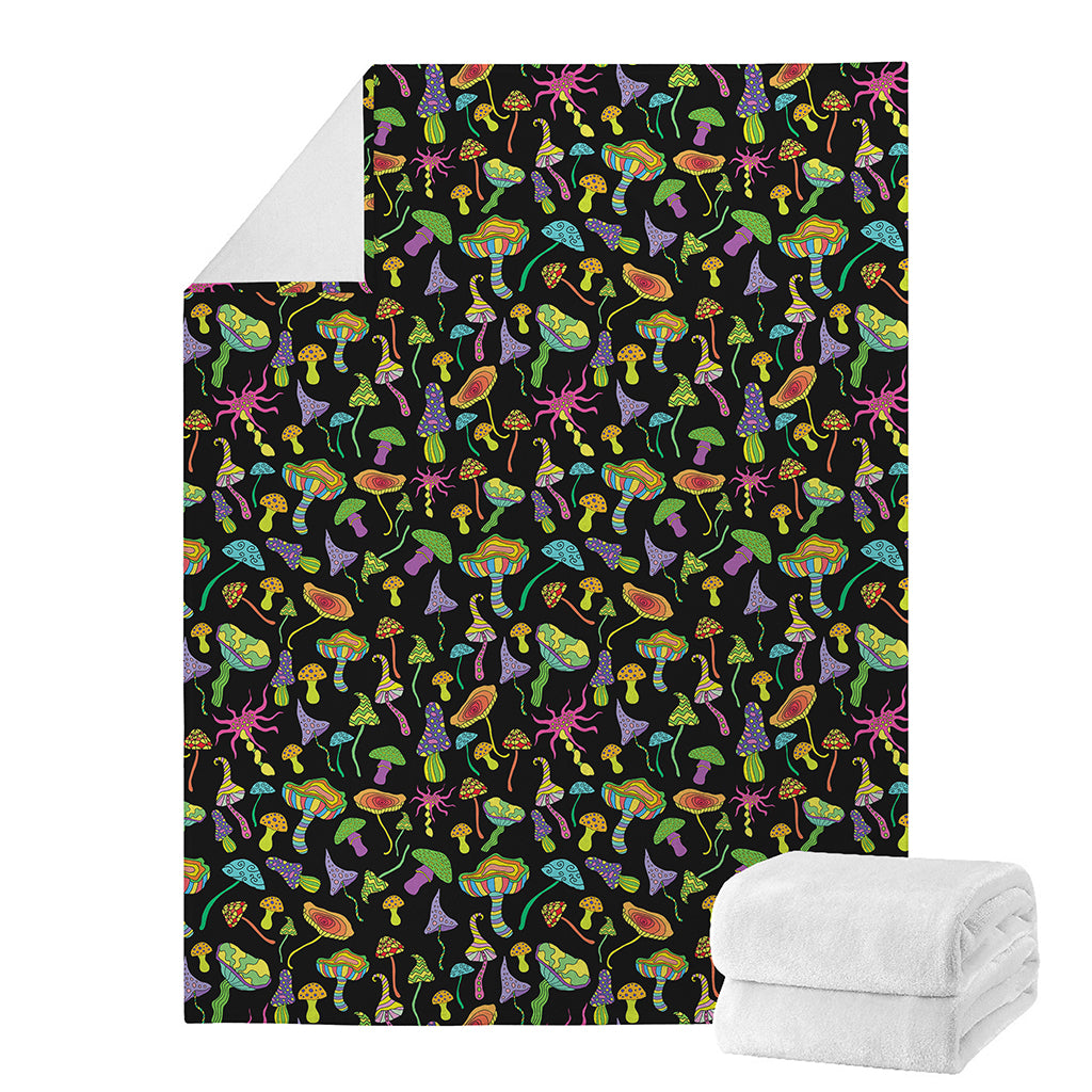 Psychedelic Mushroom Pattern Print Blanket
