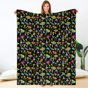 Psychedelic Mushroom Pattern Print Blanket