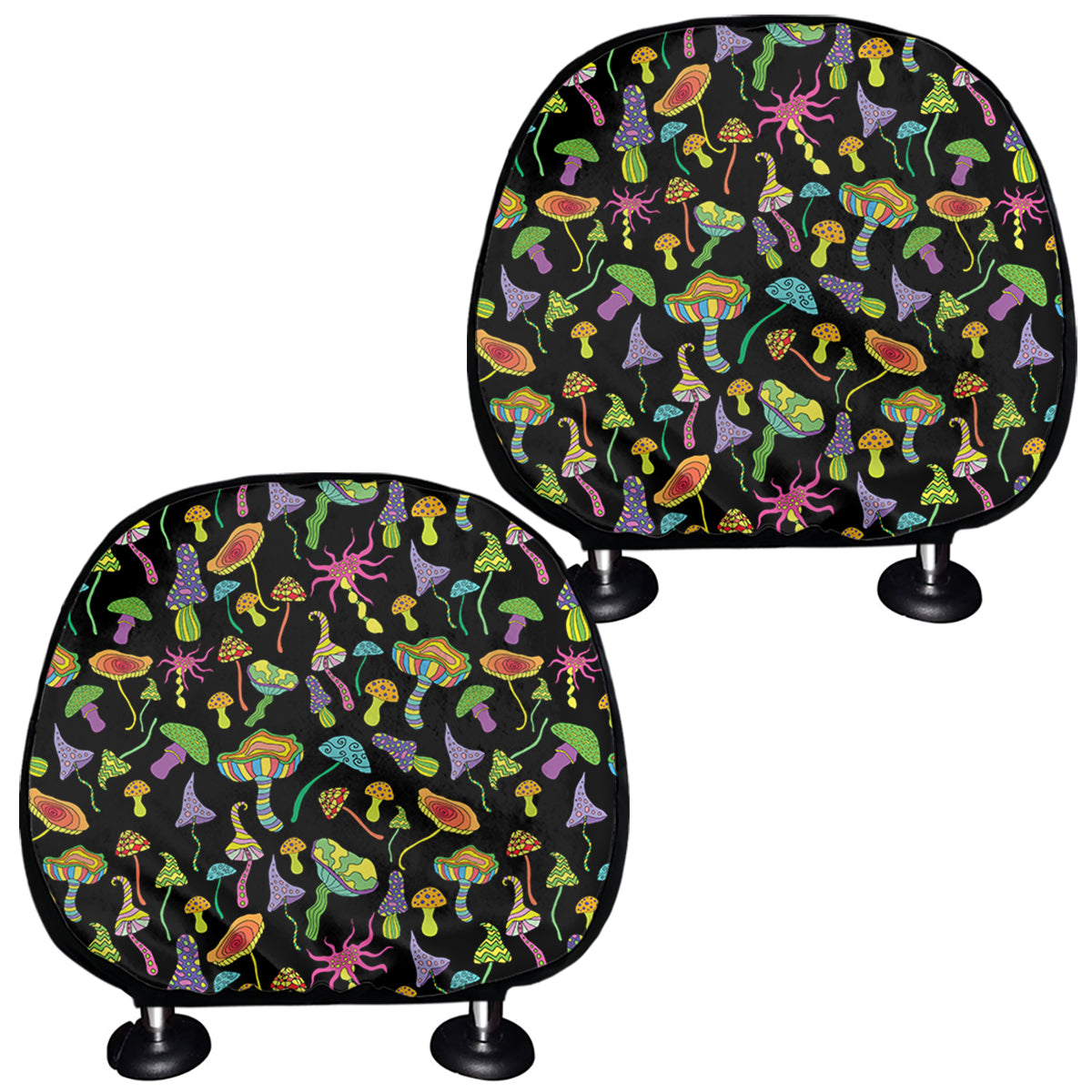 Psychedelic Mushroom Pattern Print Car Headrest Covers