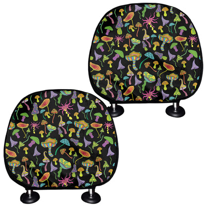 Psychedelic Mushroom Pattern Print Car Headrest Covers