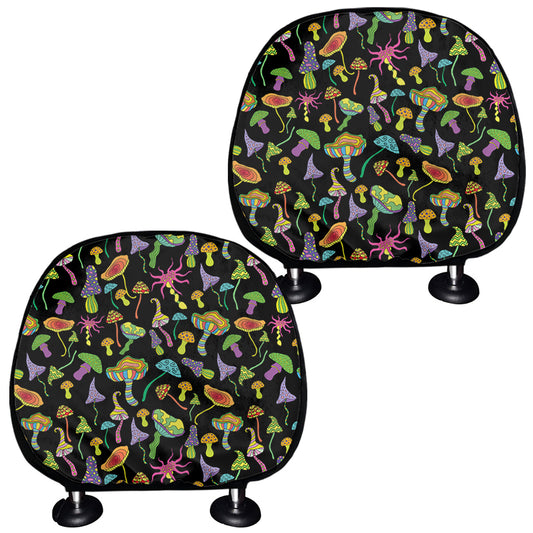 Psychedelic Mushroom Pattern Print Car Headrest Covers
