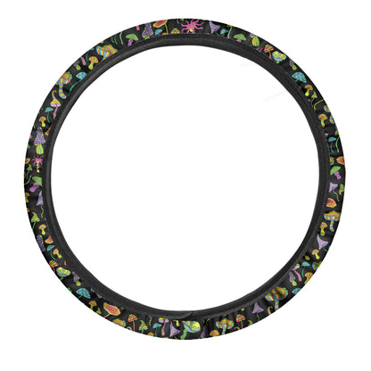 Psychedelic Mushroom Pattern Print Car Steering Wheel Cover
