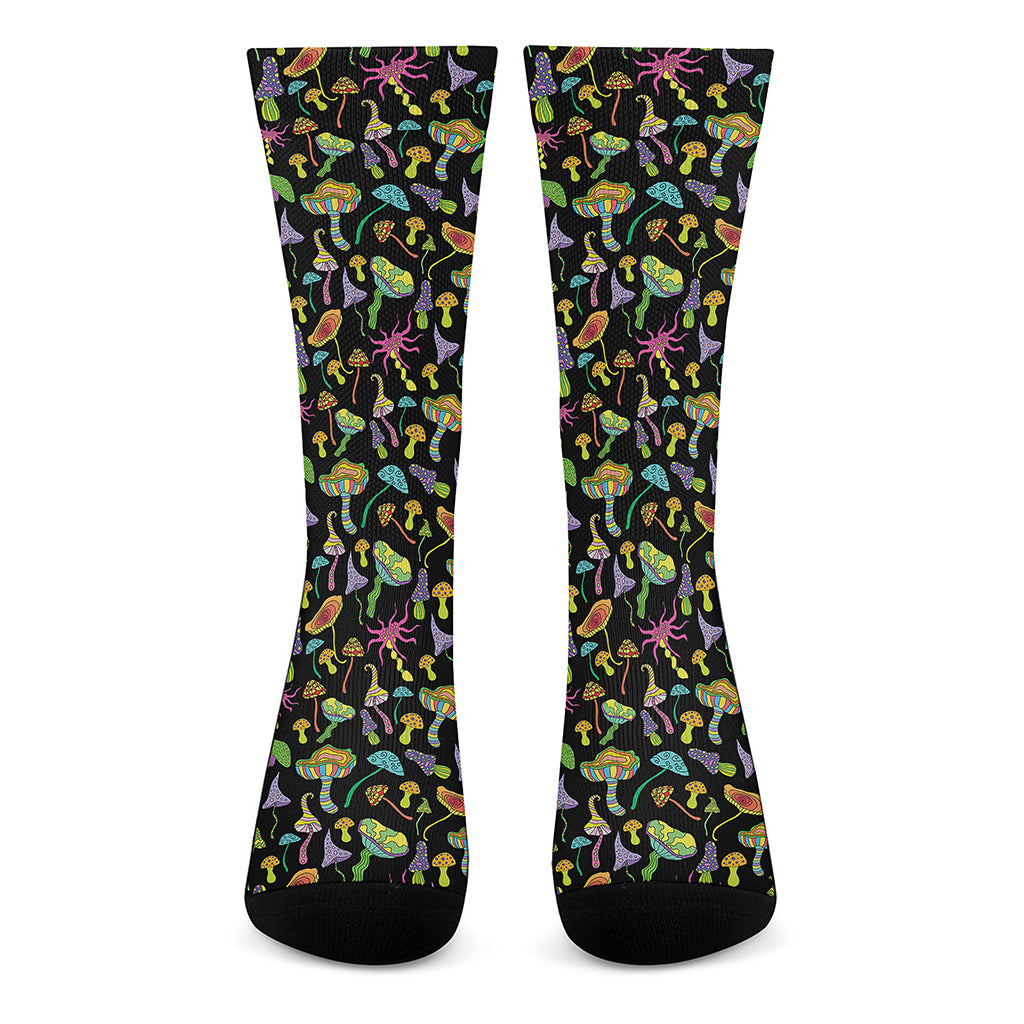 Psychedelic Mushroom Pattern Print Crew Socks