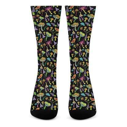 Psychedelic Mushroom Pattern Print Crew Socks