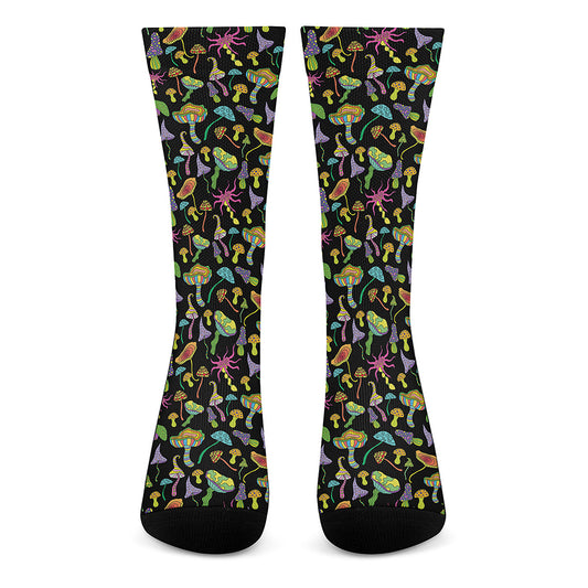 Psychedelic Mushroom Pattern Print Crew Socks