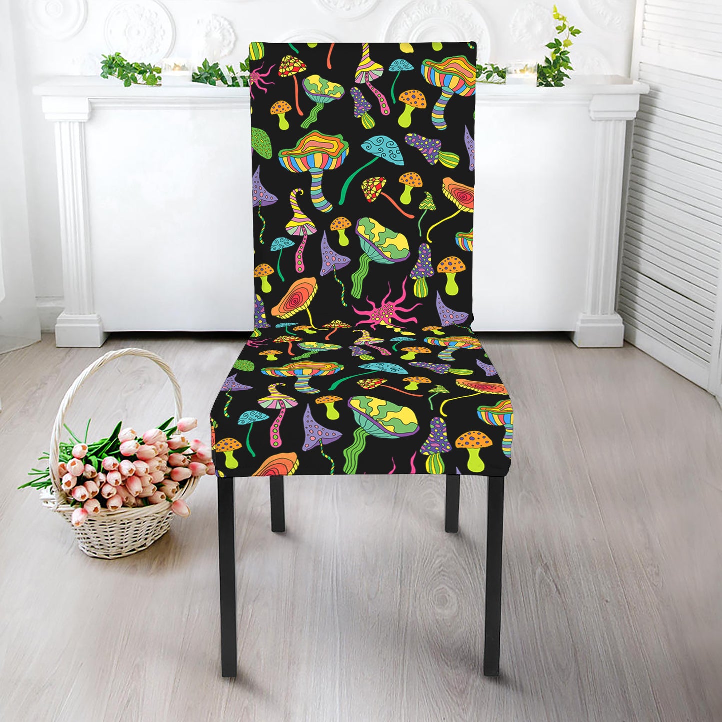 Psychedelic Mushroom Pattern Print Dining Chair Slipcover