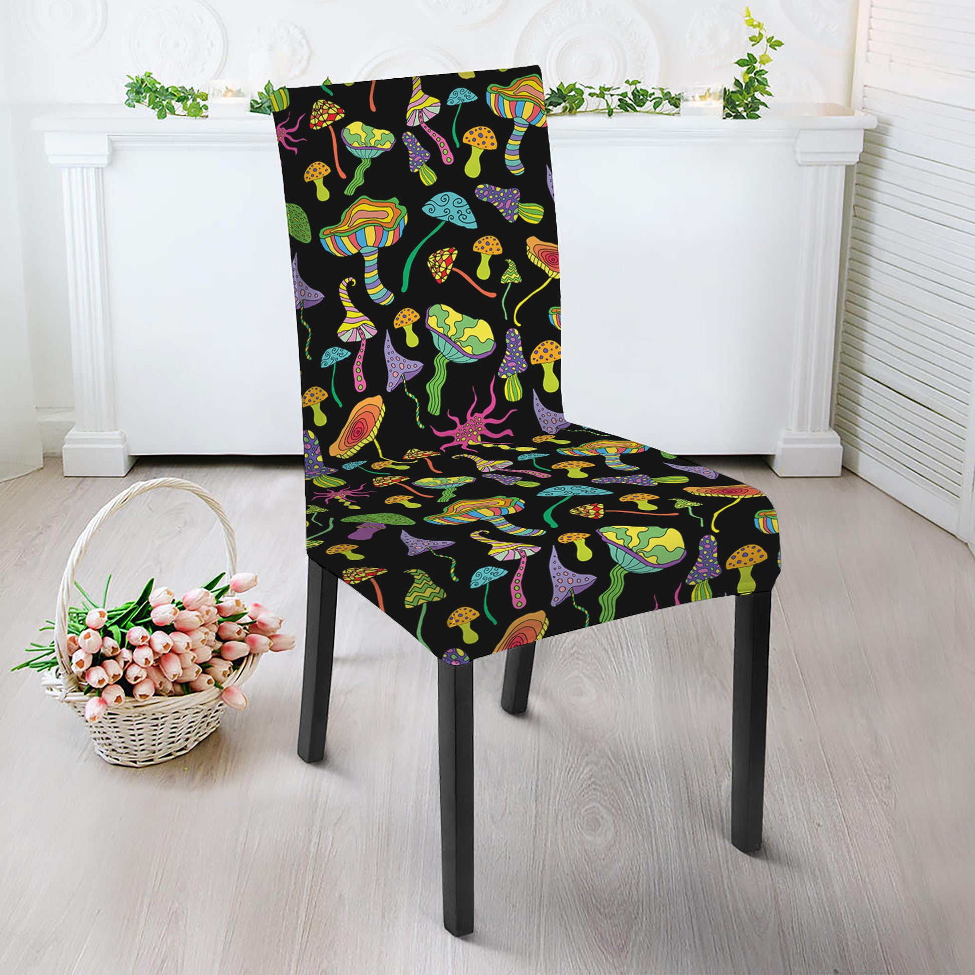 Psychedelic Mushroom Pattern Print Dining Chair Slipcover