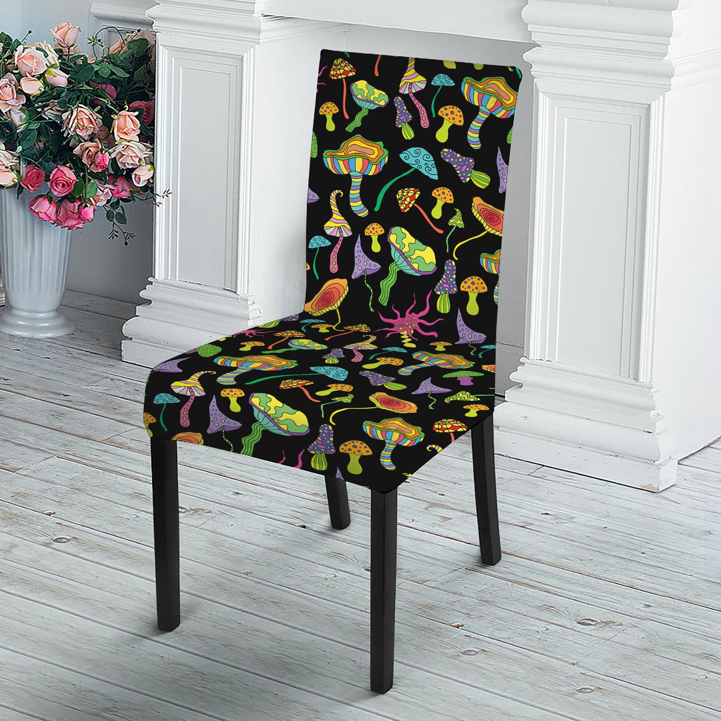 Psychedelic Mushroom Pattern Print Dining Chair Slipcover