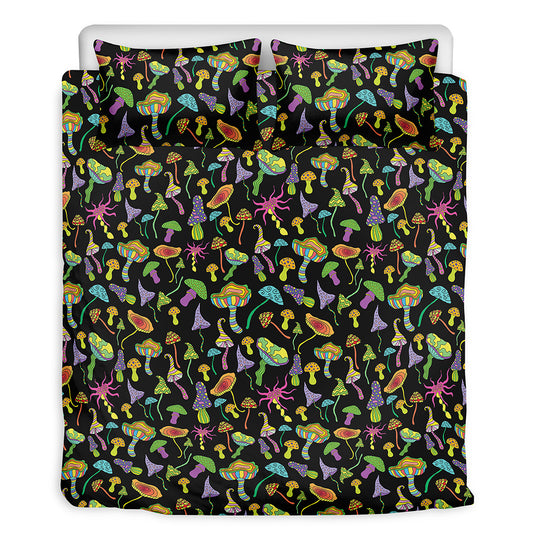 Psychedelic Mushroom Pattern Print Duvet Cover Bedding Set