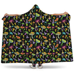 Psychedelic Mushroom Pattern Print Hooded Blanket
