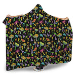 Psychedelic Mushroom Pattern Print Hooded Blanket