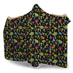 Psychedelic Mushroom Pattern Print Hooded Blanket