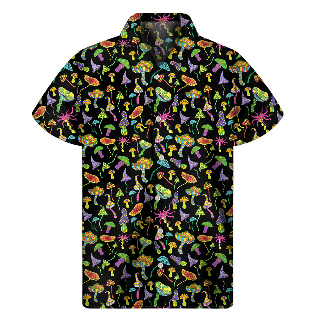 Psychedelic Mushroom Pattern Print Men's Short Sleeve Shirt