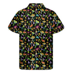 Psychedelic Mushroom Pattern Print Men's Short Sleeve Shirt
