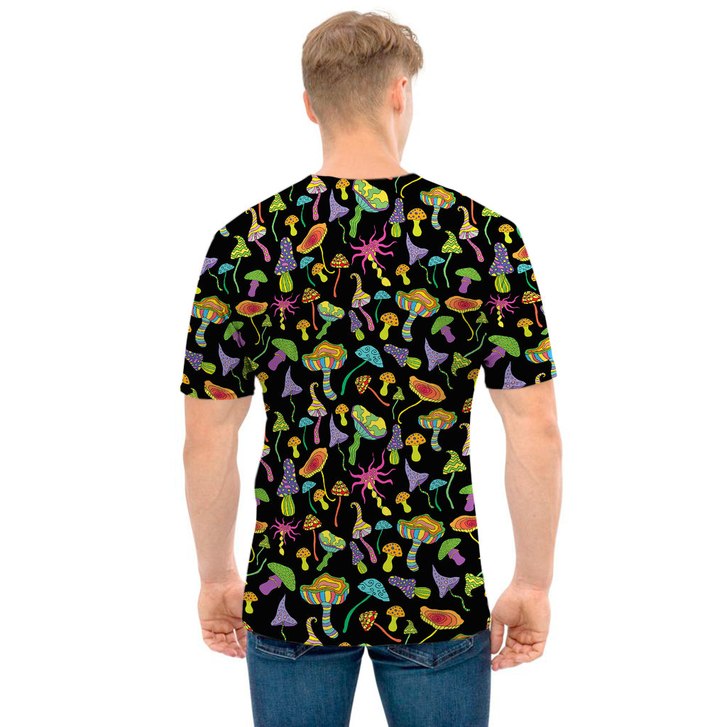 Psychedelic Mushroom Pattern Print Men's T-Shirt