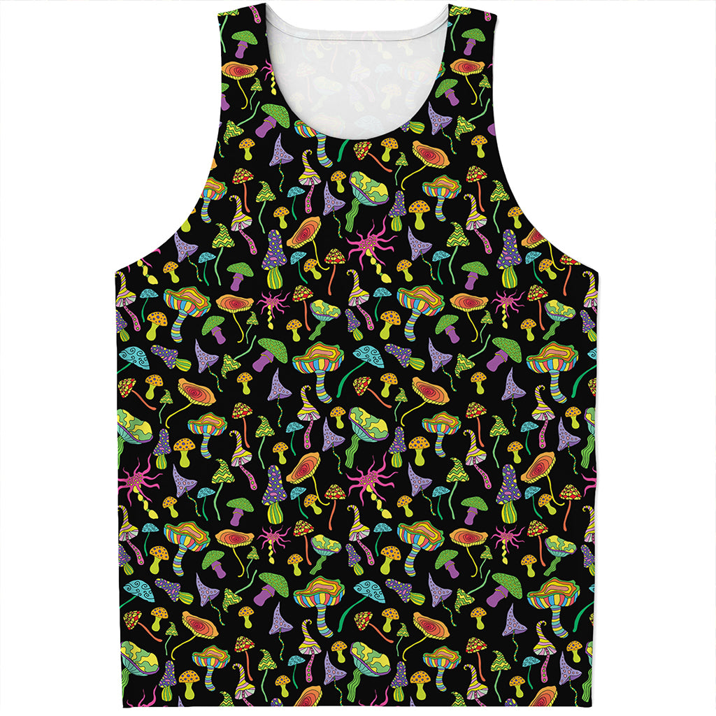 Psychedelic Mushroom Pattern Print Men's Tank Top