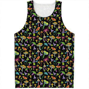 Psychedelic Mushroom Pattern Print Men's Tank Top