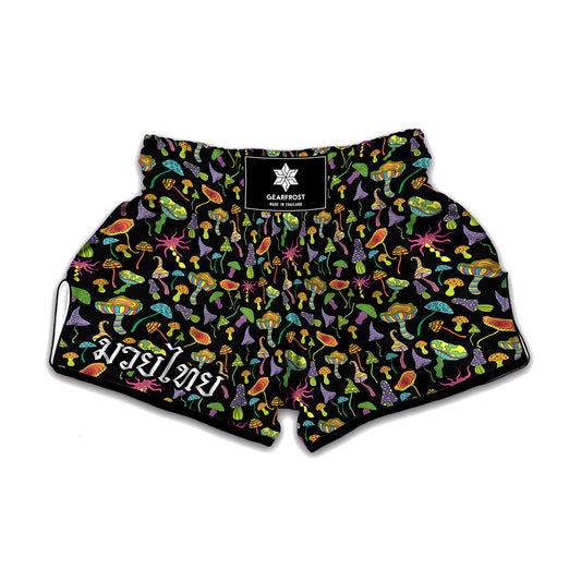 Psychedelic Mushroom Pattern Print Muay Thai Boxing Shorts