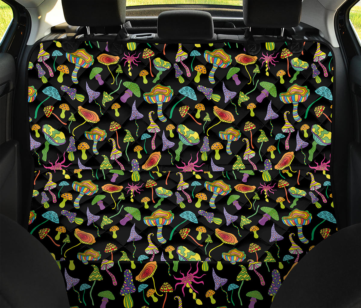Psychedelic Mushroom Pattern Print Pet Car Back Seat Cover