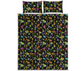 Psychedelic Mushroom Pattern Print Quilt Bed Set