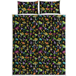 Psychedelic Mushroom Pattern Print Quilt Bed Set