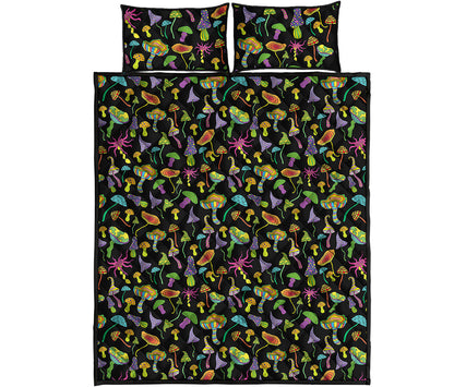 Psychedelic Mushroom Pattern Print Quilt Bed Set